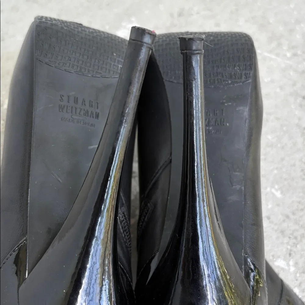 Stuart Weissman agree, platform, patent leather and leather booties